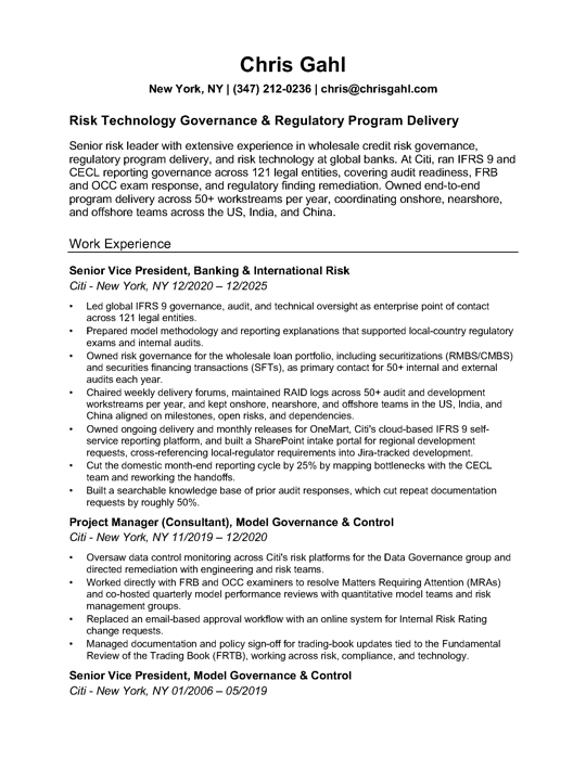 Resume preview — first page